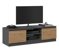BDW MALWA Meuble TV moderne, 120 x 40 x 36 cm, avec 2 armoires latérales et étagère ouverte, pour salon, chambre à coucher, commode (anthracite/chêne artisan)