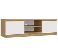 BDW MALWA Meuble TV Moderne, 120 x 40 x 36 cm, avec 2 armoires latérales et étagère Ouverte, pour Salon, Chambre à Coucher, Commode (Chêne Artisan/Blanc)