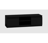 BDW MALWA Meuble TV moderne 120 x 40 x 36 cm, avec 2 armoires latérales et étagère ouverte, pour salon, chambre à coucher, commode (noir)