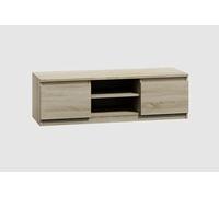 BDW MALWA Meuble TV moderne, 120 x 40 x 36 cm, avec 2 armoires latérales et étagère ouverte, pour salon, chambre à coucher, commode (chêne Sonoma)