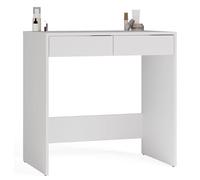 BDW Marina 2S Slim Coiffeuse avec 2 tiroirs, façades striées, Blanc, 81 x 50 x 80 cm