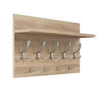 BDW Organisateur d'entrée mural en bois peint, 9 crochets, 15 x 69 x 4 cm, style fonctionnel moderne, pour entrée, couloir, chambre, salle de bain, salon