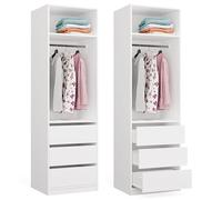 BDW - Système de Dressing Modulable - Penderie Ouverte Moderne avec Modules - Tringles, Tiroirs, Étagères, Éléments Supérieurs, Chambre à Coucher, Couloir - OPENO 1W1P3S, Blanc