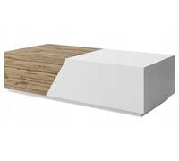 BDW - Table basse avec espace de rangement - Table d'appoint canapé - Table basse rectangulaire, moderne, extensible - Design original pour salon moderne - L124-179 cm, P 60 cm, H 42 cm - Blanc/chêne