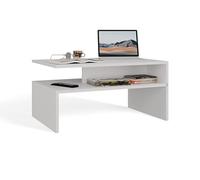 BDW - Table Basse Boston - Blanc - Petite Table Basse avec Espace de Rangement - Design Scandinave, Moderne, Boho - Meubles de Salon ou Bureau - Bout de Canape