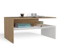 BDW - Table Basse Boston - Chêne Artisan/Blanc - Petite Table Basse avec Espace de Rangement - Design Scandinave, Moderne, Boho - Meubles de Salon ou Bureau - Bout de Canape