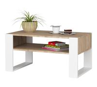 BDW - Table Basse - Table de Canapé avec Étagère Ouverte, Étagère - Table d'Appoint, Lowboard - Salon, Salon - Moderne - Table de Salon - Table Coffre - Matériau Bois - Table TV - Sonoma/Blanc
