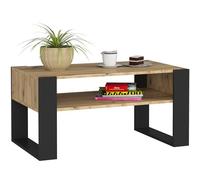 BDW - Table Basse - Table de Salon avec étagère Ouverte, Rangement - Table d'appoint, lowboard - Séjour, Salon - Moderne - Table de Salon - Table Coffre - Matériau Bois - Table TV - Artisan Noir