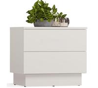 BDW - Table de Chevet - 55 x 37 x 48 cm LxPxH - Meuble de Rangement - Chevet, Table de Nuit avec 2 Tiroirs, Système TIP-ON pour une Ouverture Facile - pour Chambre à Coucher - AMBER 2S Beige Cachemire