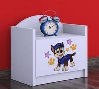 BDW - Table de Chevet Chambre d'enfant - Super Hunde - Table de Nuit Enfant - Table de Nuit 1 Tiroir - Table de Chevet pour Chambre d'enfant - 40x44x34 cm - Blanc - Chien de Policier
