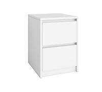 BDW Table De Chevet Élégante, Compacte Et Fonctionnelle - Table De Chevet Durable Pour Petites Chambres À Coucher - 2 Tiroirs - Blanc - 42 X 52 X 43 Cm
