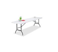 BDW Table de jardin pliante 240 x 75 cm Poignée de transport en plastique 10 personnes Table de buffet Table de camping Jardin Camping