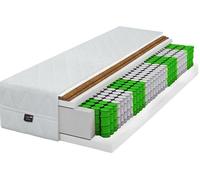 BDW Venus Matelas à ressorts ensachés, hauteur 22 cm, 7 zones, dureté H4/H2, 2 tapis en coco et housse argent, double face, avec mousse de confort (140 x 200 x 22 cm)