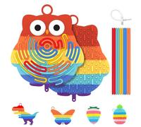 BDWing Jouet sensoriel, tableau d'activité, en silicone, jouet double face pour avion, restaurant, trajet en voiture, occupation enfants à partir de 3 ans et adultes (chouette, arc-en-ciel)