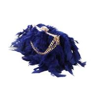 BDXMKS Femmes Autruche Plume Sac Sac de soirée avec diamants et plumes, boîte en cristal transparent, sac à main for femme, portefeuille de fête fait à la main(Blue)