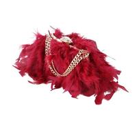 BDXMKS Femmes Autruche Plume Sac Sac de soirée avec diamants et plumes, boîte en cristal transparent, sac à main for femme, portefeuille de fête fait à la main(Red)