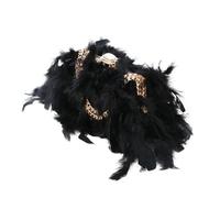 BDXMKS Femmes Autruche Plume Sac Sac de soirée avec diamants et plumes, boîte en cristal transparent, sac à main for femme, portefeuille de fête fait à la main(Black)