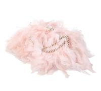 BDXMKS Femmes Autruche Plume Sac Sac de soirée avec diamants et plumes, boîte en cristal transparent, sac à main for femme, portefeuille de fête fait à la main(Pink)