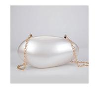 BDXMKS Sac Coquillage Sacs de soirée en perles, pochette de luxe de créateur, mini portefeuille for femme, chaîne coquillage, bandoulière, sac à main for fête de mariage(Pearl white)
