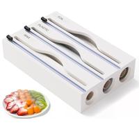 BDXZJ Distributeur Papier Aluminium Et Film, Organisateur De Papier Ciré, Film Adhésif Et Parchemin, Organisateur avec Coupeur Coulissant, Coupeur De Film Adhésif B,Three grids