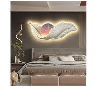 BDXZJ Grandes Horloges Murales en Plumes Décoration Murale 3D avec Lumières LED pour Décoration De Salon, Rétroéclairage, Veilleuse, Plumes, Résine 3D, Grandes Ailes, Sculpture Murale C,150 * 50cm