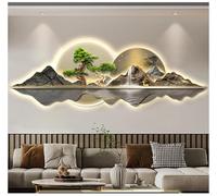BDXZJ Sculptures Murales 3D Décoration Orientale Moderne, Art Mural Traditionnel avec Lumière LED, Tableau Decoration Murale Salon Décorations Élégantes À Suspendre pour La Maison E,150 * 50cm
