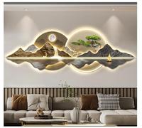 BDXZJ Sculptures Murales 3D Décoration Orientale Moderne, Art Mural Traditionnel avec Lumière LED, Tableau Decoration Murale Salon Décorations Élégantes À Suspendre pour La Maison D,120 * 40cm