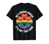 Be A Decent Human - LGBT Heart Retro Message T-Shirt