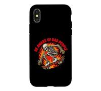 Be Aware of Bad People - Skateboard Squelette rétro Flamme Coque pour iPhone X/XS