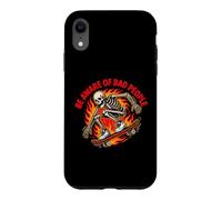 Be Aware of Bad People - Skateboard Squelette rétro Flamme Coque pour iPhone XR