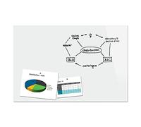 Be!Board B1300 Tableau magnétique en verre, 90 x 60 cm, tableau mémo sans cadre magnétique et inscriptible, 2 aimants néodyme, blanc pur