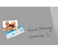 Be!Board B1306 Tableau magnétique en verre, 90 x 60 cm, tableau mémo sans cadre magnétique et inscriptible, 2 aimants néodyme, gris