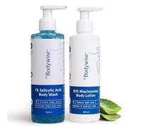 Be Bodywise Kit de réduction de l'acné corporelle avec gel douche à 1 % d'acide salicylique et 10 % de niacinamide Lotion hydratante pour le visage et le corps Prévient l'acné corporelle, exfolie et