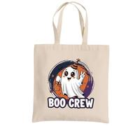 Be Buz Boo Crew Sac fourre-tout multicolore d'Halloween - Trick or Treat Sac réutilisable en coton pour Halloween Naturel et orange, naturel, One Size