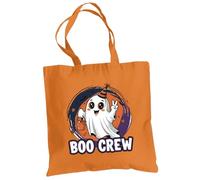 Be Buz Boo Crew Sac fourre-tout multicolore d'Halloween - Trick or Treat Sac réutilisable en coton pour Halloween Naturel et orange, Orange, One Size