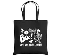 Be Buz Boo Just One More Chapter Sac fourre-tout multicolore d'Halloween - Trick or Treat Cotton Book Lover Sac réutilisable pour Halloween naturel, noir et orange, Noir , One Size