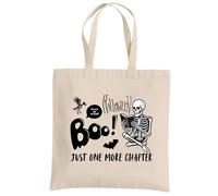 Be Buz Boo Just One More Chapter Sac fourre-tout multicolore d'Halloween - Trick or Treat Cotton Book Lover Sac réutilisable pour Halloween naturel, noir et orange, naturel, One Size