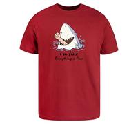 Be Buz I'm Fine Funny T-Shirt - Thumbs-Up Graphic Tee - Everything is Fine Humour Shirt - T-shirt Sarcastique Cadeau pour Homme Femme Ocean Beach Lover, Rouge, S