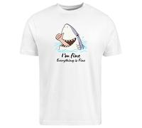 Be Buz I'm Fine Funny T-Shirt - Thumbs-Up Graphic Tee - Everything is Fine Humour Shirt - T-shirt Sarcastique Cadeau pour Homme Femme Ocean Beach Lover, blanc, XL