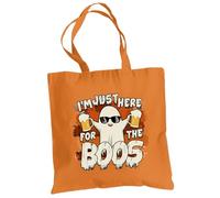 Be Buz I'm Just Here for the Boos Sac fourre-tout multicolore d'Halloween - Trick or Treat Sac réutilisable en coton pour Halloween naturel, noir et orange, Orange, One Size