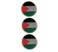Be Buz Lot de 3 écussons brodés drapeau national pays rond thermocollant pour vêtements, sacs, vestes, jeans, 6 cm, Royaume-Uni (Palestine)