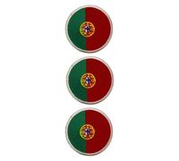 Be Buz Lot de 3 écussons brodés drapeau national pays rond thermocollant pour vêtements, sacs, vestes, jeans, 6 cm, Royaume-Uni (Portugal)