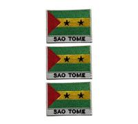 Be Buz Lot de 3 écussons thermocollants en tissu brodé Motif drapeau national 7 x 5 cm Rectangulaire Thème Royaume-Uni pour vestes, sacs, chapeaux et travaux manuels (Sao Tome)