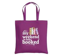 Be Buz My Weekend Is Fully Booked Tote Bag - Sac fourre-tout réutilisable en coton pour amateurs de livres - Cadeau pour les lecteurs et les amateurs de bibliothèque, magenta, One Size