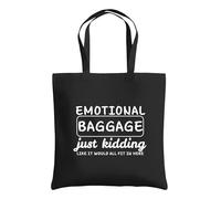 Be Buz Sac fourre-tout émotionnel Just Kidding Like It Would All Fit In Here - Sac de courses amusant en coton réutilisable pour homme et femme, Noir , One Size