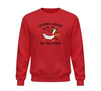 Be Buz Sweat-shirt effrayant d'oie sur la coupe ample - Pull amusant à col rond pour Halloween - Sweat-shirt graphique Silly Goose pour homme et femme, Rouge, S