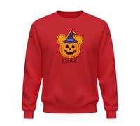 Be Buz Sweat-shirt personnalisé en forme de citrouille d'Halloween - Pull à col rond imprimé avec nom personnalisé pour homme et femme - Sweat-shirt effrayant Trick or Treat, Rouge, XL