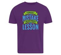 Be Buz T-shirt « Forget The Mistake Remember The Lesson » - T-shirt graphique de motivation pour homme et femme - 100 % coton à manches courtes, violet, XL