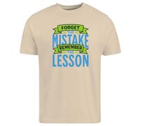 Be Buz T-shirt « Forget The Mistake Remember The Lesson » - T-shirt graphique de motivation pour homme et femme - 100 % coton à manches courtes, sable, XL