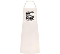 Be Buz Tablier de cuisine amusant pour barbecue avec inscription « I Like My Butt Rubbed and Pork Pulled » - Unisexe - Mélange de coton - Cadeau pour lui et elle, naturel, taille unique